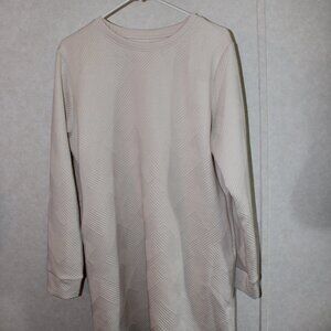 Beige Textured Long Sleeve Dress – Geometric Pattern, Size XL